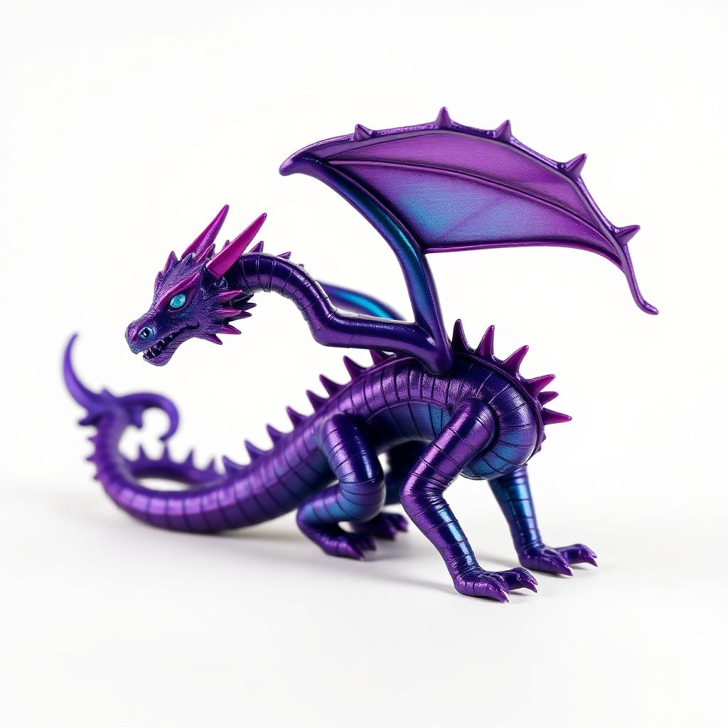 3D printed iridescent purple flexi dragon