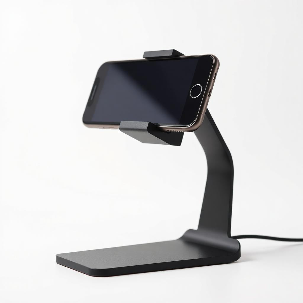 Matte black 3D printed adjustable phone stand